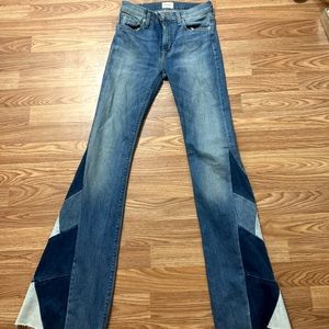 Hudson flare leg patchwork jeans